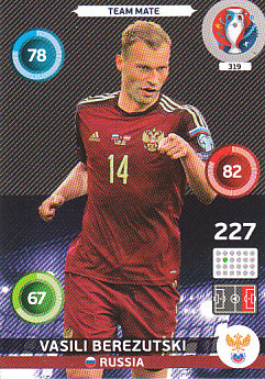 Vasili Berezutski Russia Panini UEFA EURO 2016 #319